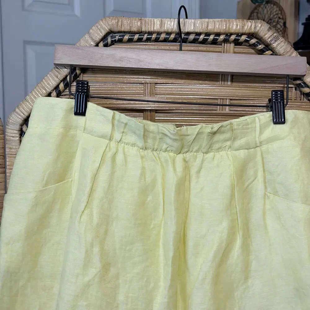 J.Crew Yellow Linen Silk Mini Skirt Sz 8 Lightweight Summer Pocket Skirt resort